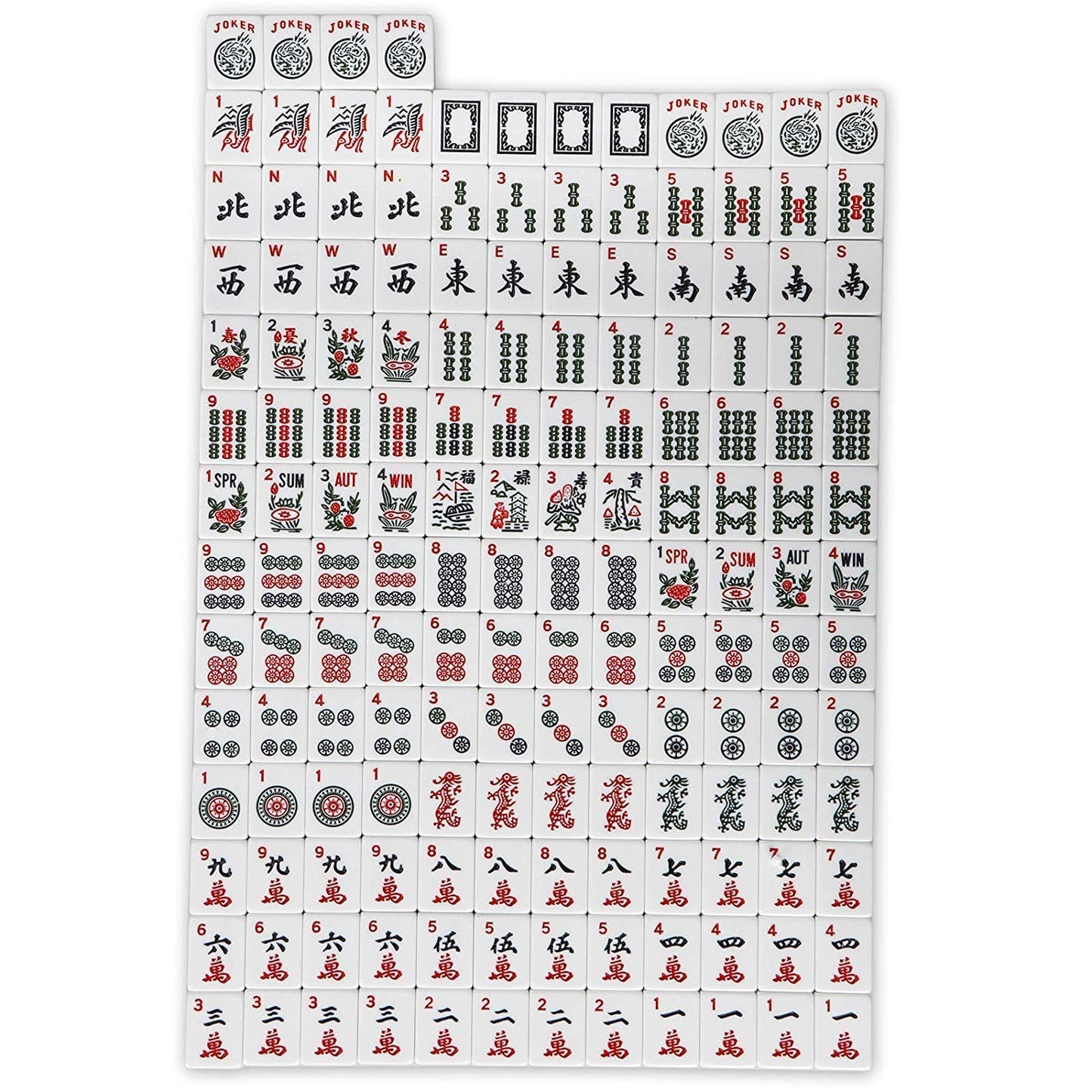 C&H Solutions American Mah Jongg Complete Set, 166 Tiles, Nylon, White Combo Rack with Soft Bag