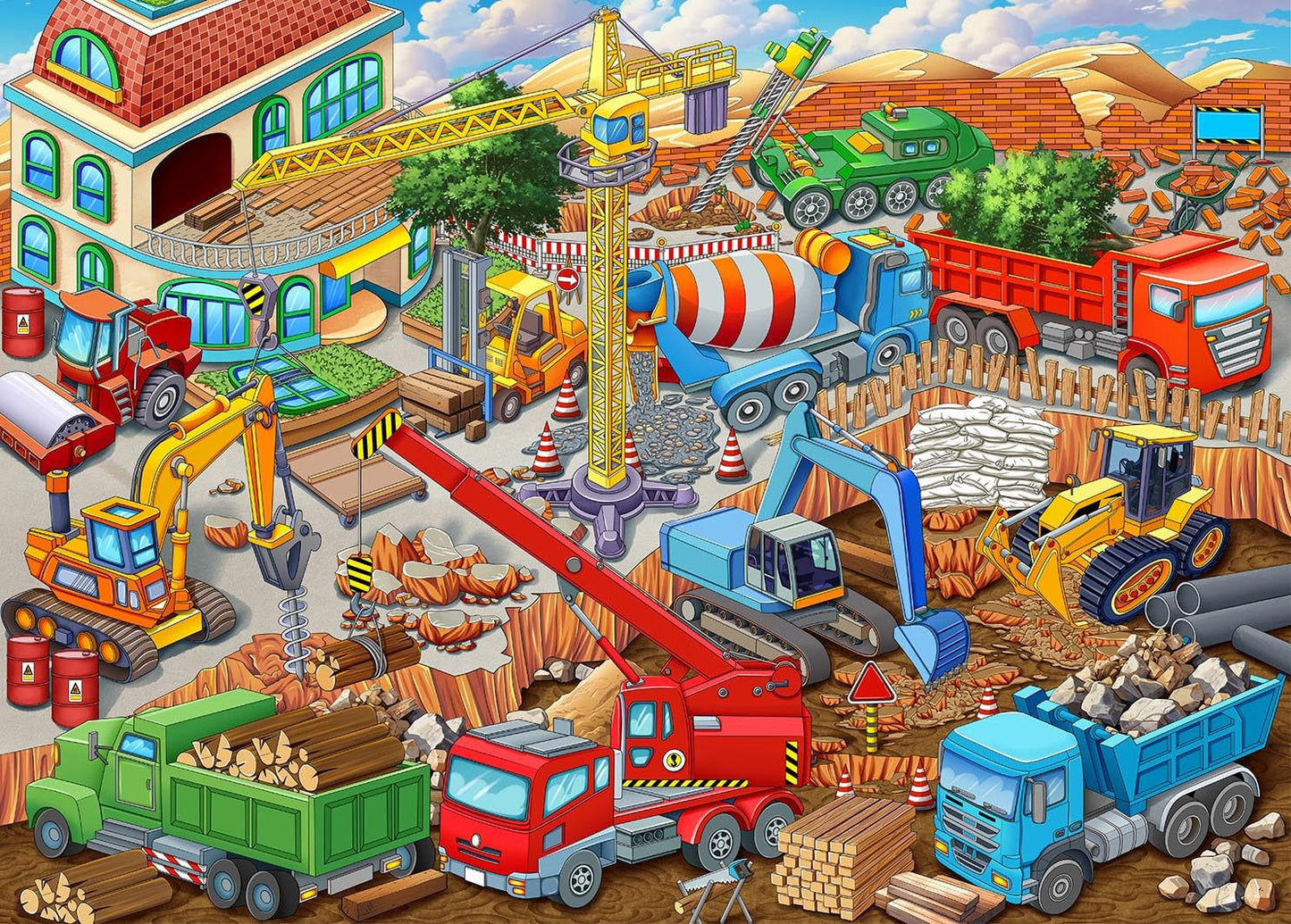 Puzzles for Kids Ages 4-8 6-8 8-10 Year Old - Busy Engineering Vehicle - 100 Pieces Jigsaw Puzzle for Kids 100 Piece Puzzle for