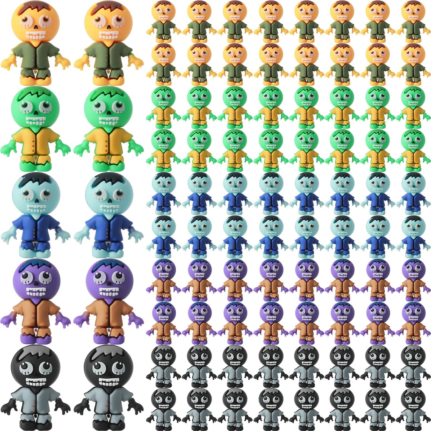 VioraWhite 120 Pcs Mini Zombies Figurines Halloween Tiny Zombies Action Figures to Hide and Seek Little Statue for Cupcake Decor