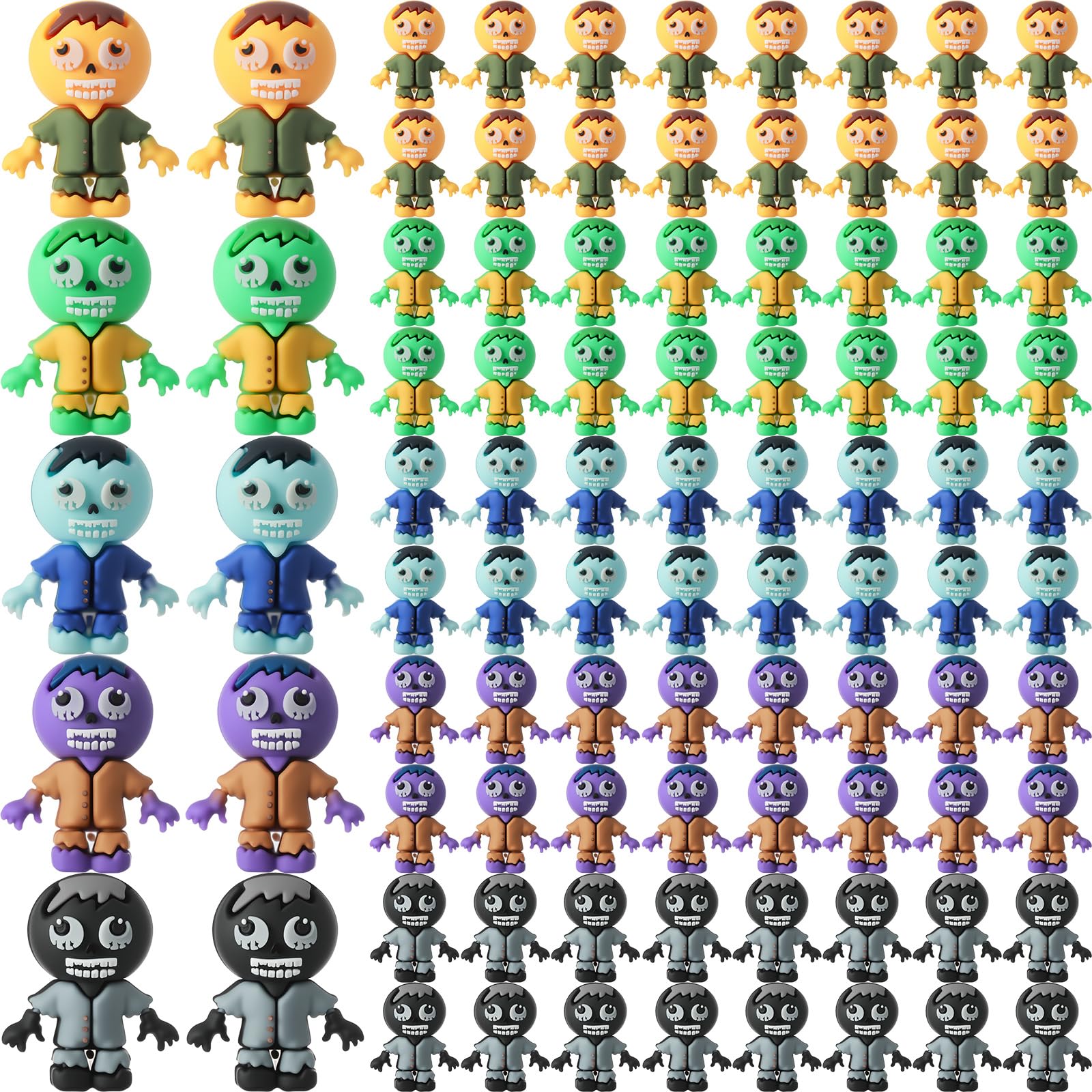 VioraWhite 120 Pcs Mini Zombies Figurines Halloween Tiny Zombies Action Figures to Hide and Seek Little Statue for Cupcake Decor