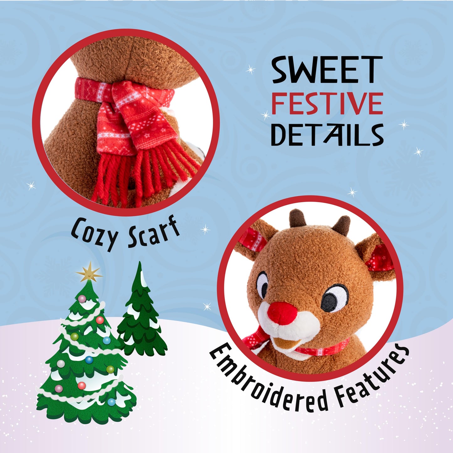 KIDS PREFERRED Rudolph the Red-Nosed Reindeer Plush Toy, 8 inches, Soft Fabric, Cute Kids' Stuffed Animal