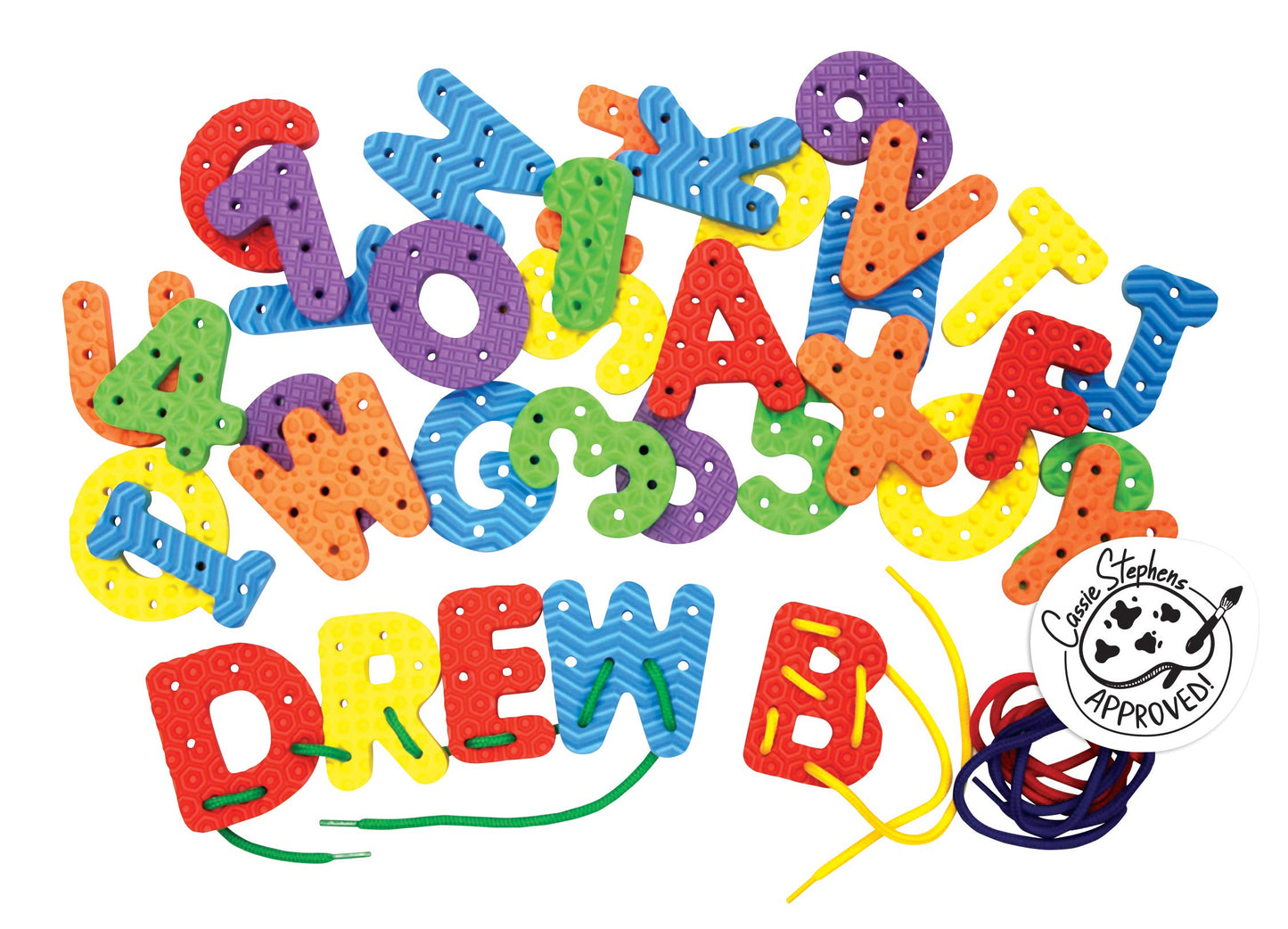 Chenille Kraft Wonderfoam Lacing Letters And Numbers Pac4466, Colors May Vary, Approx. 2-3/4'', 40 Count