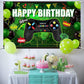 Blulu Video Game Happy Birthday Backdrop Game On Birthday Banner Level Up Gaming Theme Party Background Photo Props For Party Wall Decorations Supplies(Green)