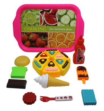 Neoinsta Set of 14 or 14Pc Pretend Play|Role Play|5Pc Cake|2 Ice Creams|1 Bowl|1 Orange Juice|1 Chocolate|1 Spoon and Others in 