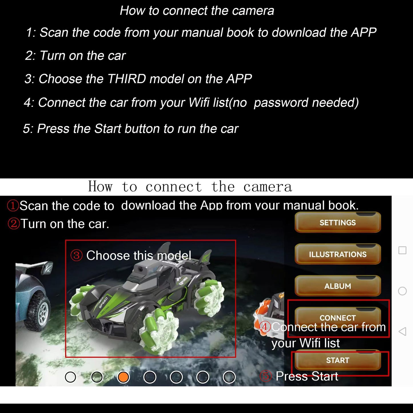 Yasola Rc Car With Camera For Kids, Remote Control 360 Rotating High Speed Stunt Vehicle Toy For Boys And Girls, Rechargeable Ra