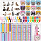 PerKoop 168 Pcs Cat Party Favors Set Cat Pencil Mini Notebook Sticker Stamp Stationery Cat Themed Party Favor for Kitten Animal 