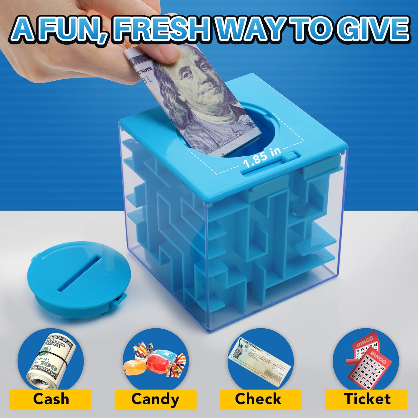 ZPISF Money Maze Puzzle Box, 4 Pack Brain Teasers for Kids & Adults, Plastic, Fun Money Holder