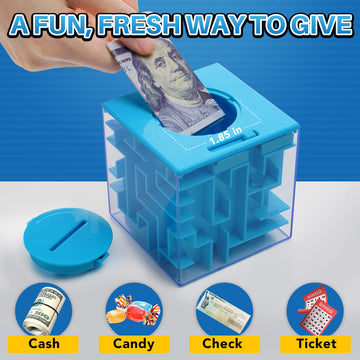 ZPISF Money Maze Puzzle Box, 4 Pack Brain Teasers for Kids & Adults, Plastic, Fun Money Holder