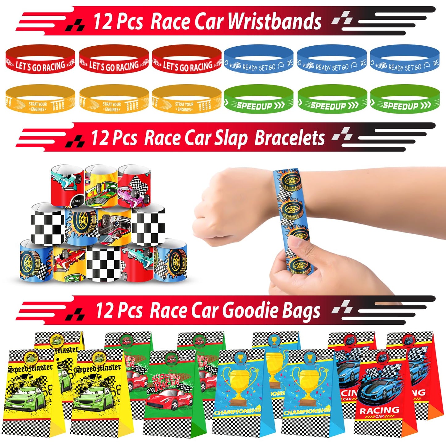 PLOUGVI 232PCS Race Car Birthday Party Favors Decorations Supplies Goodie Bag Stuffer Pinata Filler, Cars Themed Favors for Whee