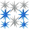 TONIFUL 8 Pcs Blue Silver Foil Balloons Large Star Balloons Explosion Star Mylar Balloons for Party Backdrop Christmas New Year 