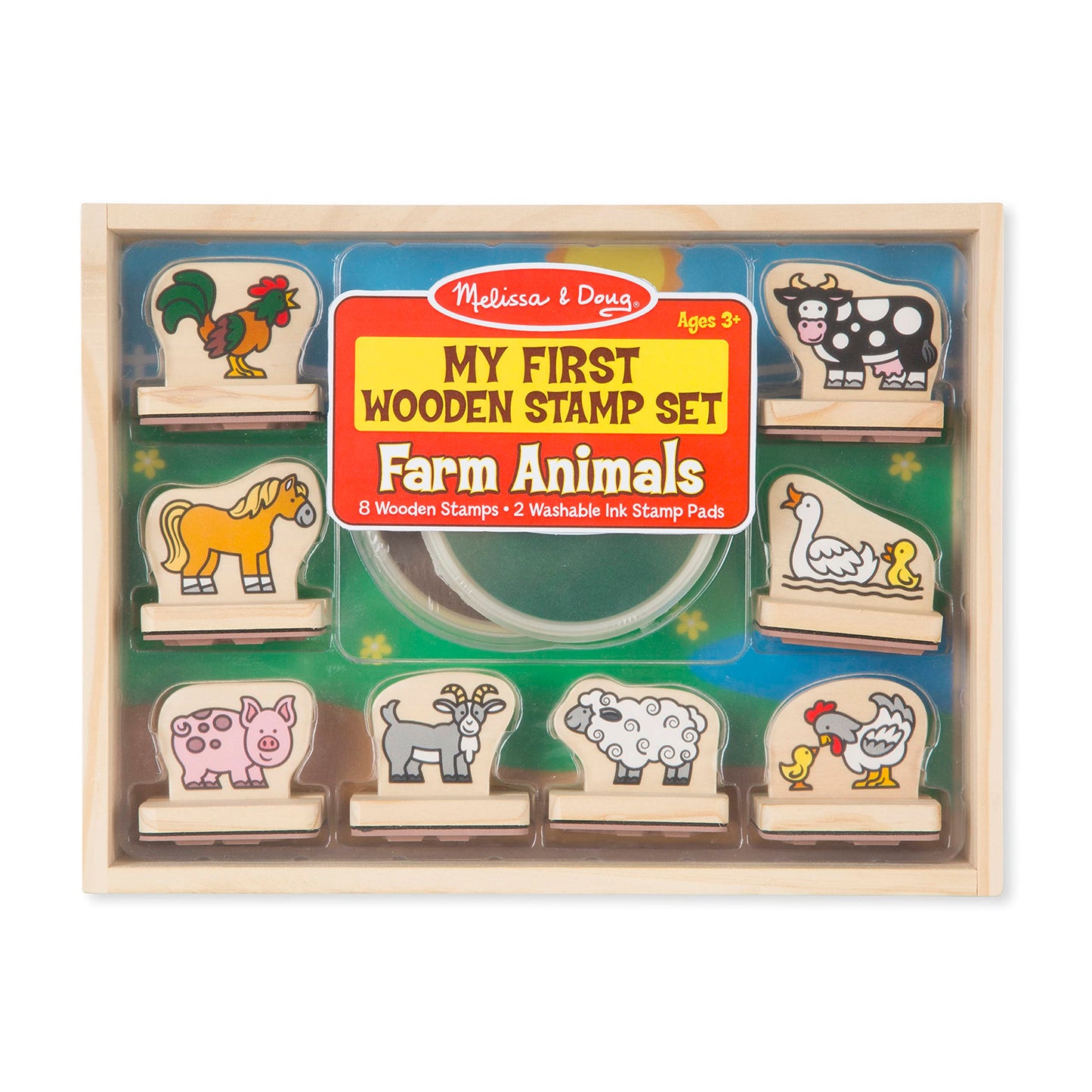 Melissa & Doug My First Wooden Stamp Set - Farm Animals - Art Projects, With Washable Ink, Farm Themed Wooden Stamps For Kids Ag