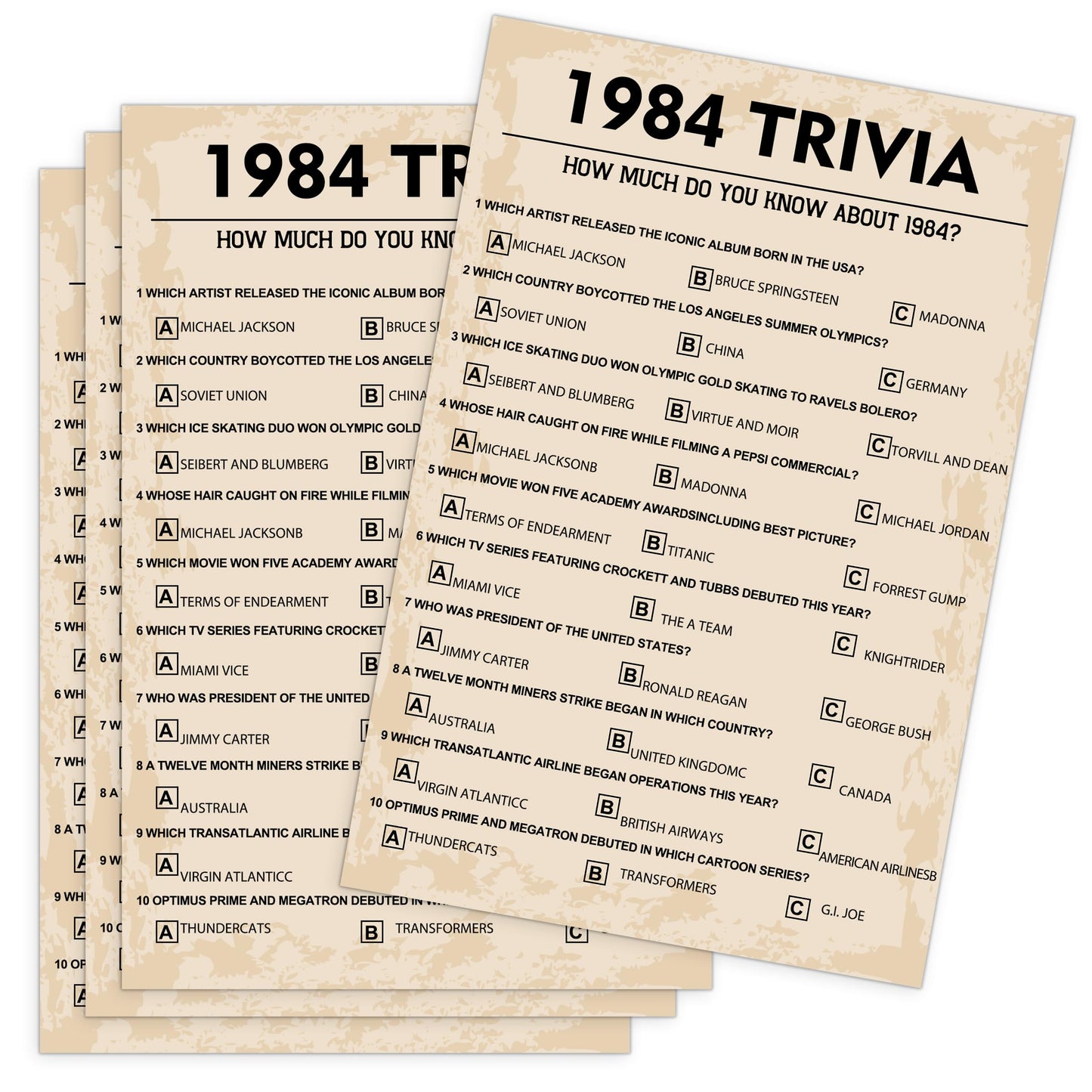 40Th Birthday Party Games, 1984 Trivia Games, Birthday Party Supplies For Adults, Fun 1984S Party Game,Pack Of 30 Cards