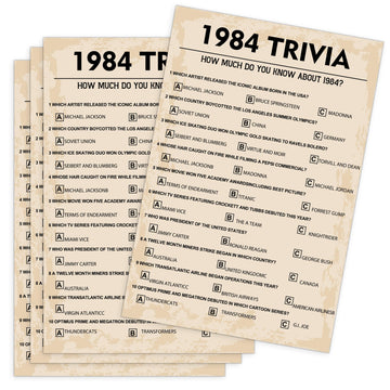 40Th Birthday Party Games, 1984 Trivia Games, Birthday Party Supplies For Adults, Fun 1984S Party Game,Pack Of 30 Cards