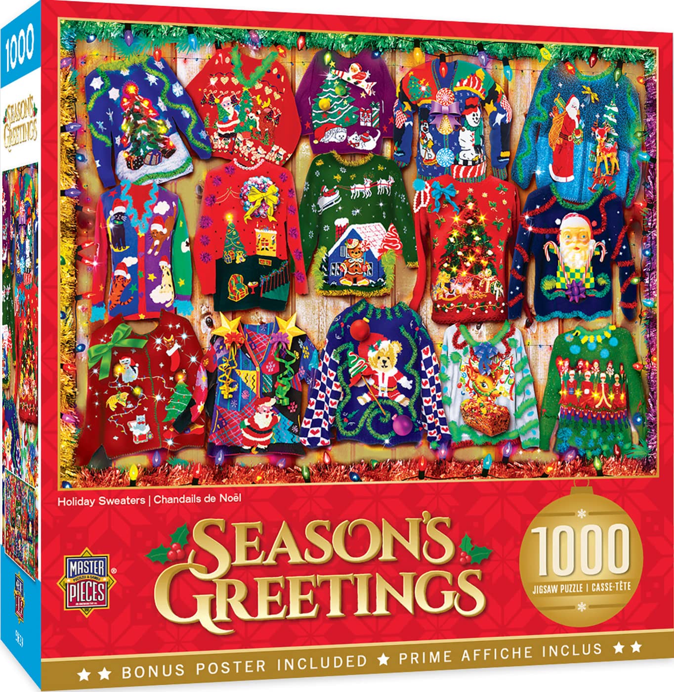 MasterPieces 1000 Piece Christmas Jigsaw Puzzle - Holiday Sweaters, 19.25"x26.75", Cardboard, Model 81722