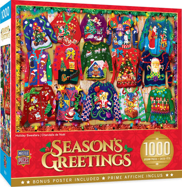 MasterPieces 1000 Piece Christmas Jigsaw Puzzle - Holiday Sweaters, 19.25"x26.75", Cardboard, Model 81722