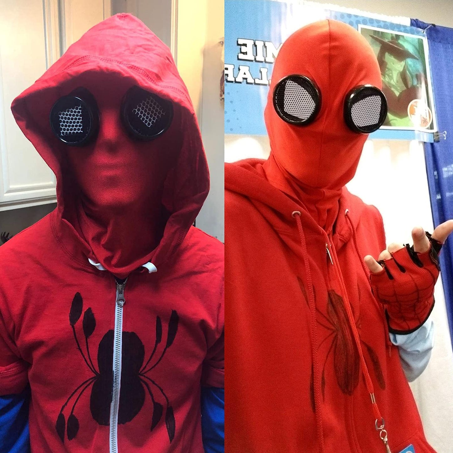 Homelex 2 Pieces Full Face Mask, 2Nd Skin Masks,Halloween Spandex Hood For Unisex Cloth-Red