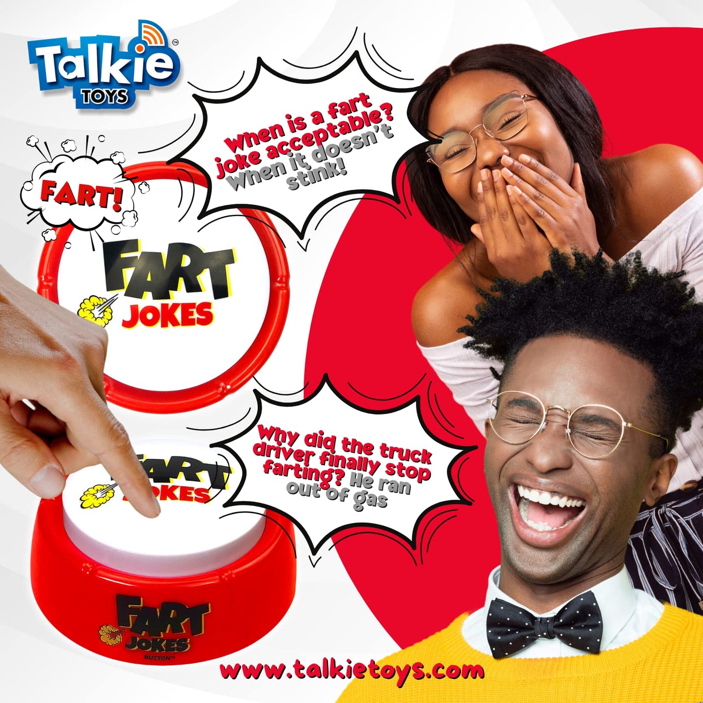 Fart Jokes Button - 40 Funny Fart Jokes and Sounds - Hilarious Talking Toy for Fart Games  Office Humor  Funny Talking Button and More