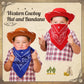 Unittype 18 Sets Cowboy Hats and Bandanas Bulk Kids Western Cowboy Costume Accessories Kids Party Supplies(Brown, Red, Blue)
