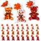 Poen 27 Pack Fall Mini Plush Bears With Maple Leaf Cards Set For Kids Classroom School Exchange Prize Gifts Fall Thanksgiving Gi