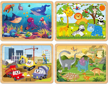 Puzzles For Kids Ages 4-6, Set Of 4 Packs With 24-Piece,Preschool Educational Brain Teaser Toys For Boys And Girls 3-8 Years Old