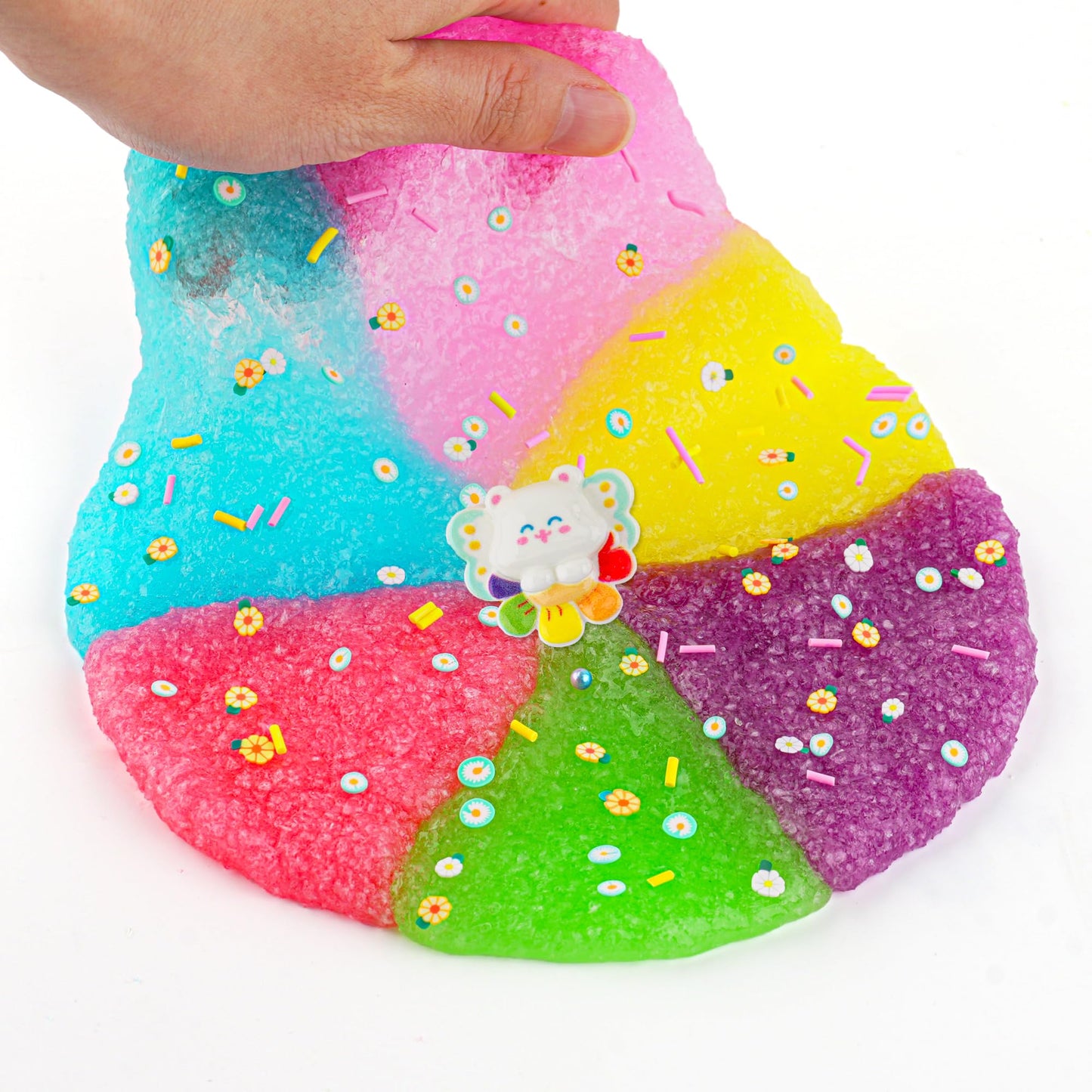 Bear Rainbow Snow Fizz Slime, Good Stretchy & Non-Sticky Crunchy Slime, Slime Party Favors For Kids, Slime Sensory Toys, Girls G