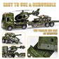 ZHFUYS 25.6'' Green Military Big Truck Toys, Big Truck Toy with Tank and Helicopter,Army Toys with Sounds & Lights, Great Gift f