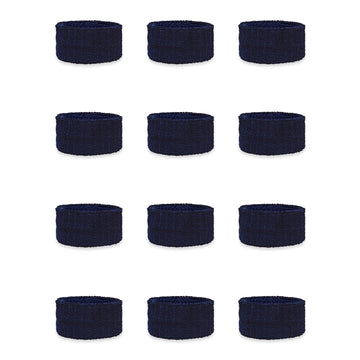 Couver Kids Children 1 Inch - Navy Cotton Terry Cloth Wristband for School, Church, YMCA Activities or evens(6 Pairs)