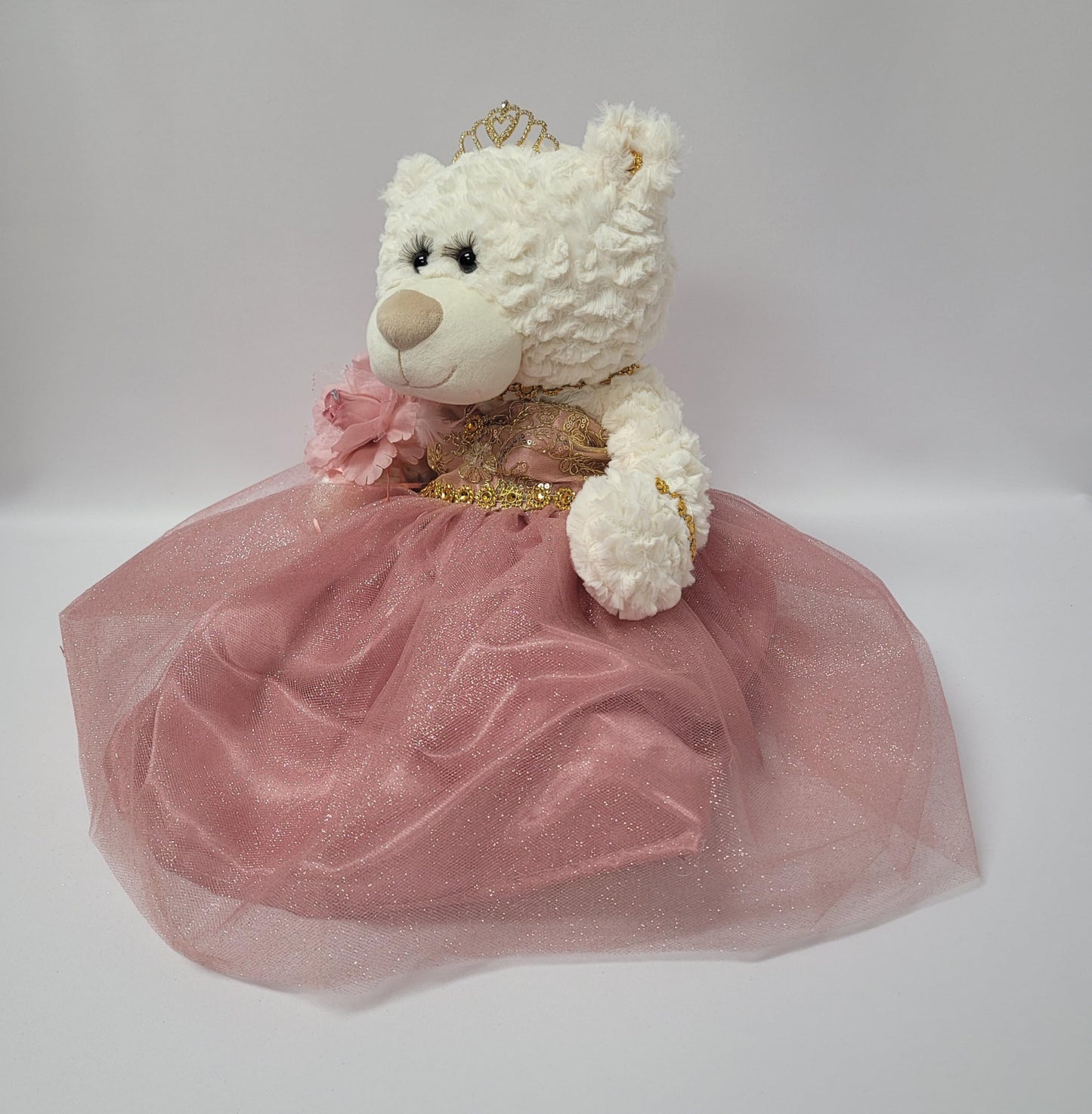 KINNEX COLLECTIONS SINCE 1997 20 Quince Anos Quinceanera Last Doll Teddy Bear with Dress (Centerpiece) ~ ARC16831-32 (Dusty Rose