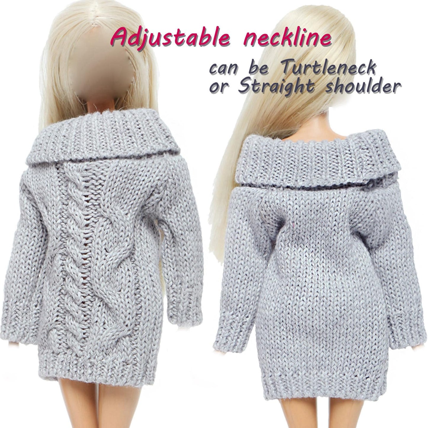 Bjdbus Winter Turtleneck Sweater Clothes For 11.5 Inch Girl Doll Accessories (Grey)
