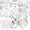 2 Pack Christmas Tablecloth Christmas Activity Paper Tablecloth Santa Claus Snowman Gnome Color-in Paper Disposable Tablecover f