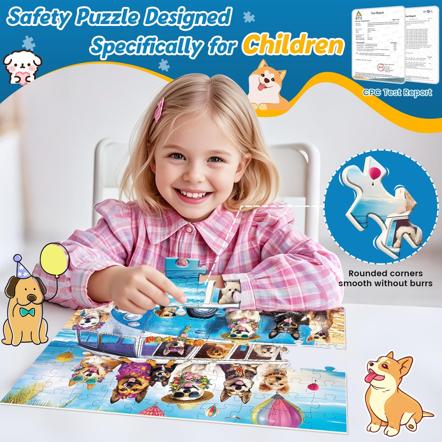 100 Piece Puzzles for Kids Ages 4-8 Kids Puzzles Ages 4-6 6-8 Jigsaw Puzzles for 4 6 8 Year Old Kid 100 Piece Puzzle for mature-themed Senior Dog Animals Beach Puzzle Easy Jigsaw Puzzle Games Gift