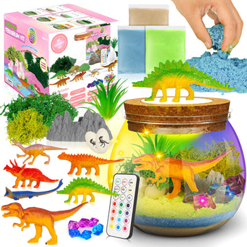 Easter Basket Stuffer Gifts Unicorn Toys Kids Terrarium Kit With Led Night Light & Remote Diy Arts And Crafts Science Kits Dinosaur Toys For Girls Boys 4 5 6 7 8 9 10 11 12 13 Year Old Birthday Gifts
