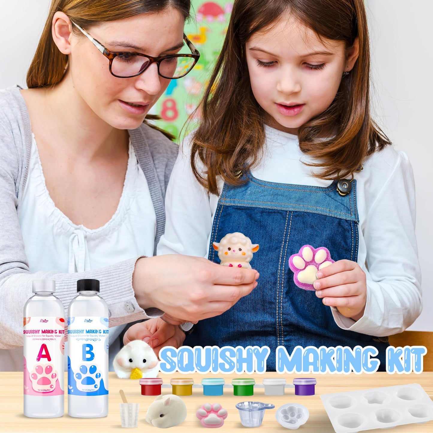 Liquid Silicone Squishy Making Kit - 18Oz 1:1 Ab Ratio Mixed Super Soft Silicone Rubber For Squishy Maker, Perfect Diy Stress Re