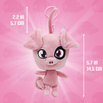 Miraculous Ladybug - Kwami Lifesize Daizzi, 5-Inch Pig Plush Clip-On Toys For Kids, Super Soft Collectible Stuffed Toy With Glitter Stitch Eyes And Color Matching Backpack Keychain (Wyncor)