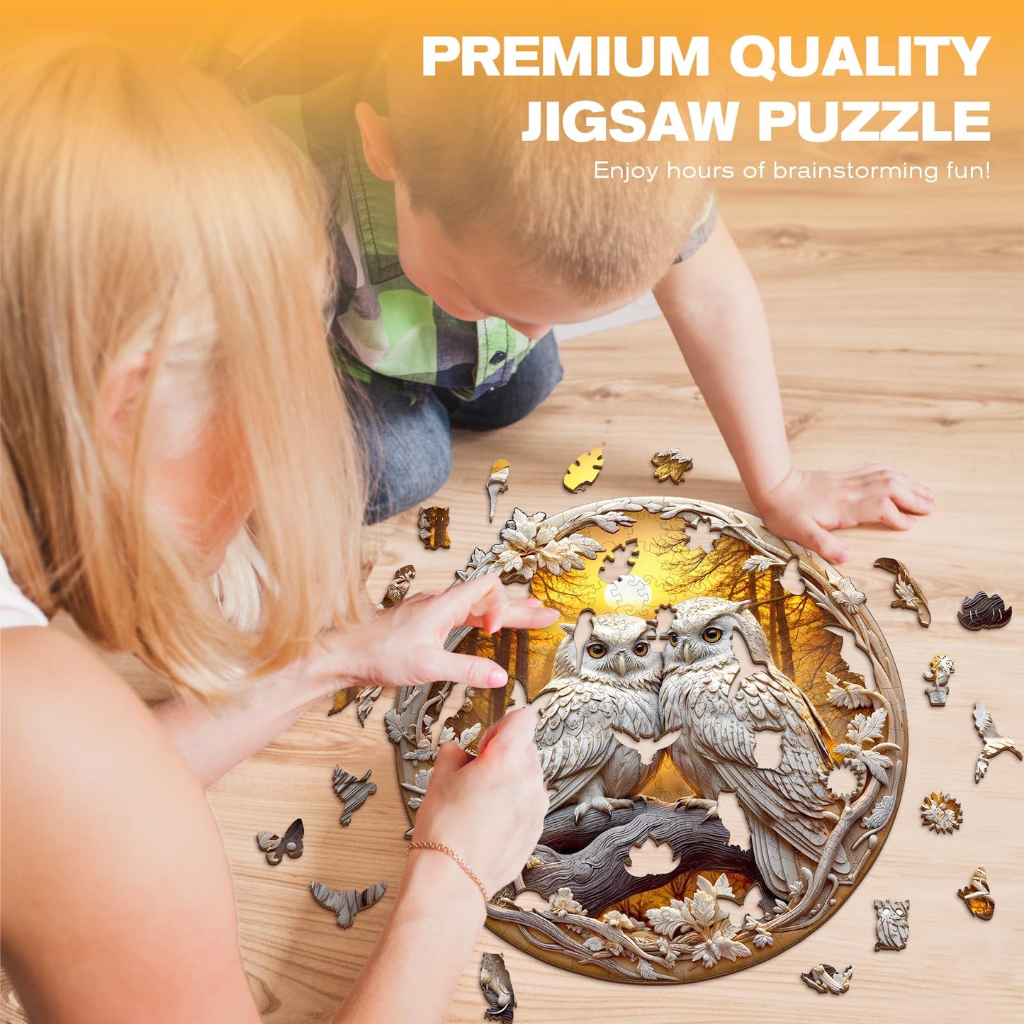 Wooden Puzzles for mature-themeds - Couple Owl Wooden Jigsaw Puzzle - Unique Animal Shaped Wood Puzzles mature-themed - Creative Birthday Gift Family Game 200pcs