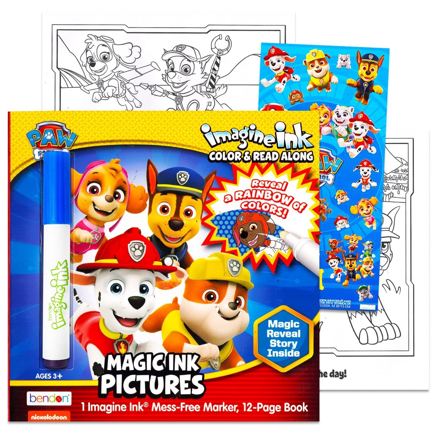 Paw Patrol Imagine Ink Book and Sticker Pack Set | Imagine Ink Book, Sticker Pack and Mess Free Marker | Paw Patrol, The Movie