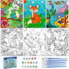 Volmop 3 Pack Paint By Numbers For Kids Ages 8-12,10 * 8'' Color By Number For Kids Framed Canvas With 17 Acrylic Paints And 6 B