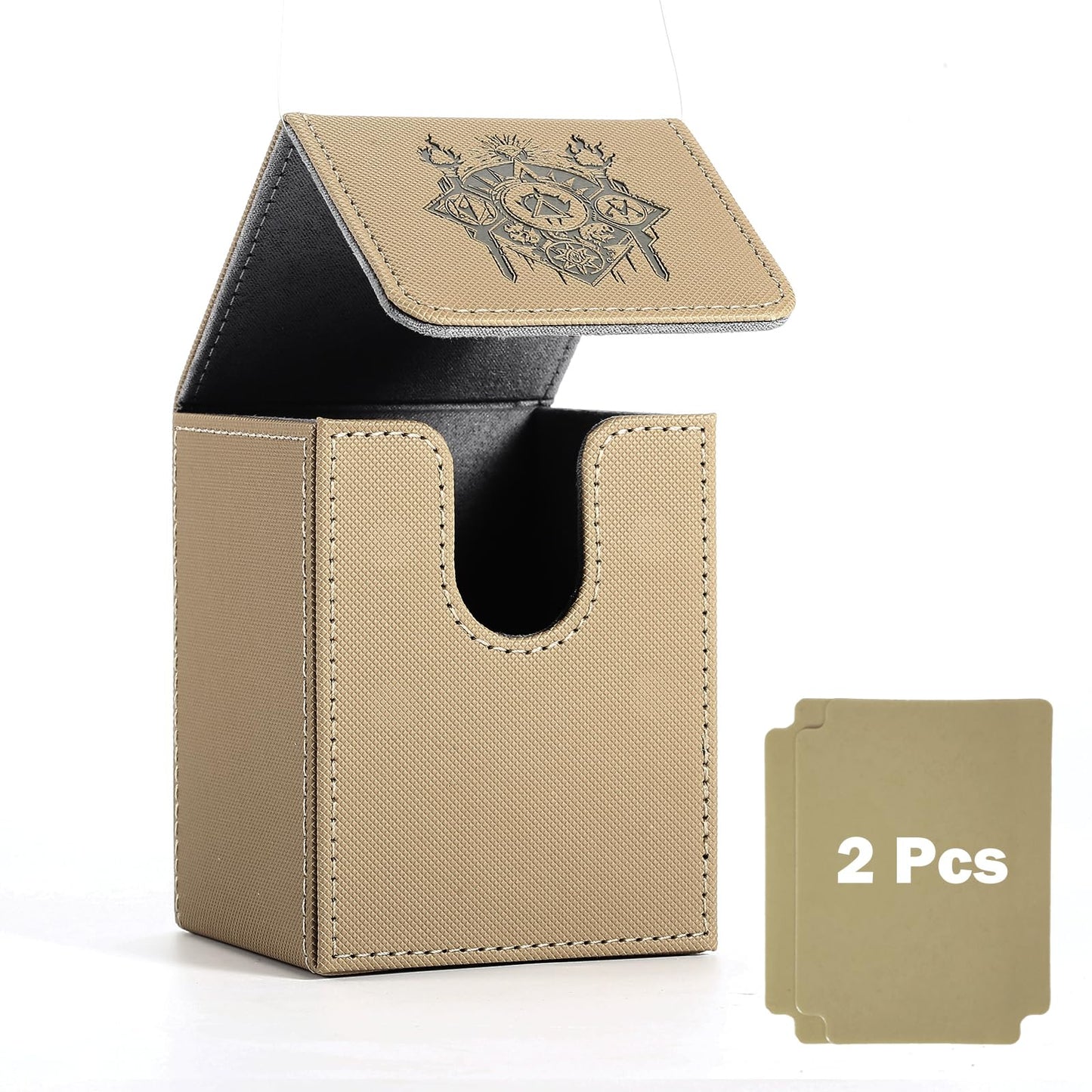 Komick enhanced PU Leather Card Deck Box for Magic The Gathering  Yugioh  Holds 100+ Deck Case with 2 Dividers for Collectible Trading Cards MTG Deck Box  TCG  CCG (Sand Golem)