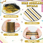 12 Pcs Mardi Gras Beads Bulk, New Year Beaded Necklaces, 33'' Blackgold Beads Graduation Beaded Stuff Set, Carnival Round Costum