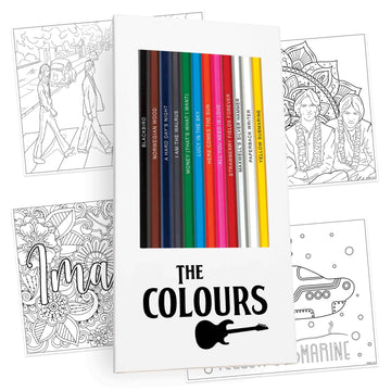 PunLabs The Colours Colored Pencil Set & Beatles-Inspired Coloring Sheets - 12 Soft Core Parody Pencils for Adults & Artists, 10
