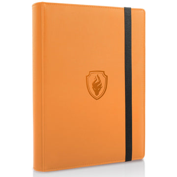 Trading Card Binder 9 Pocket  Fabmaker PU Cover Card Collection Binder for 360 Cards  enhanced Card Book  Sturdy Card Holder Folders  Card Album for YuGiOh  MTG  TCG  Game Cards & Sports Cards  Orange