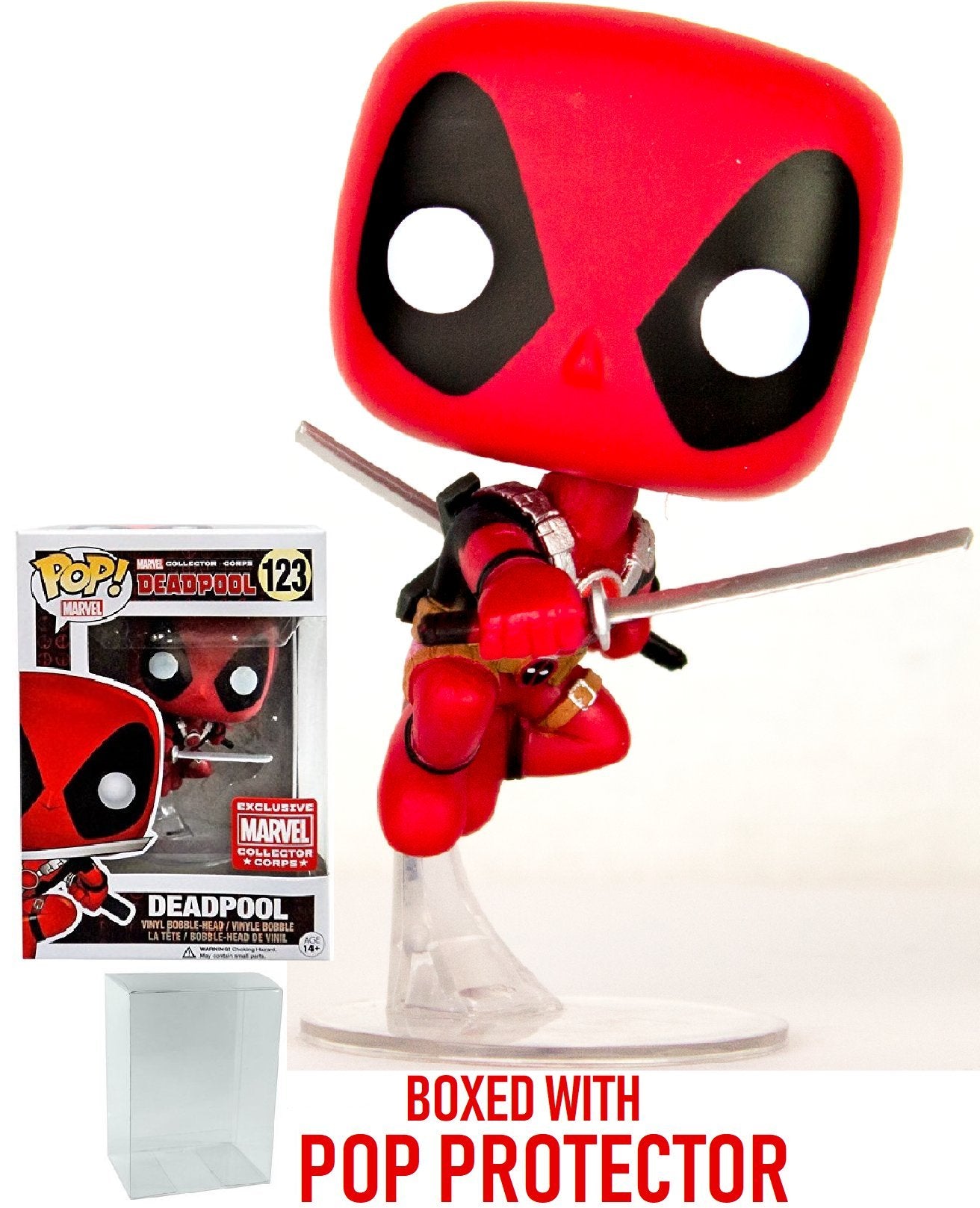 Funko Pop! Marvel X-Men: Leaping Deadpool Collector Corps Exclusive Vinyl Figure (Bundled With Pop Box Protector Case)