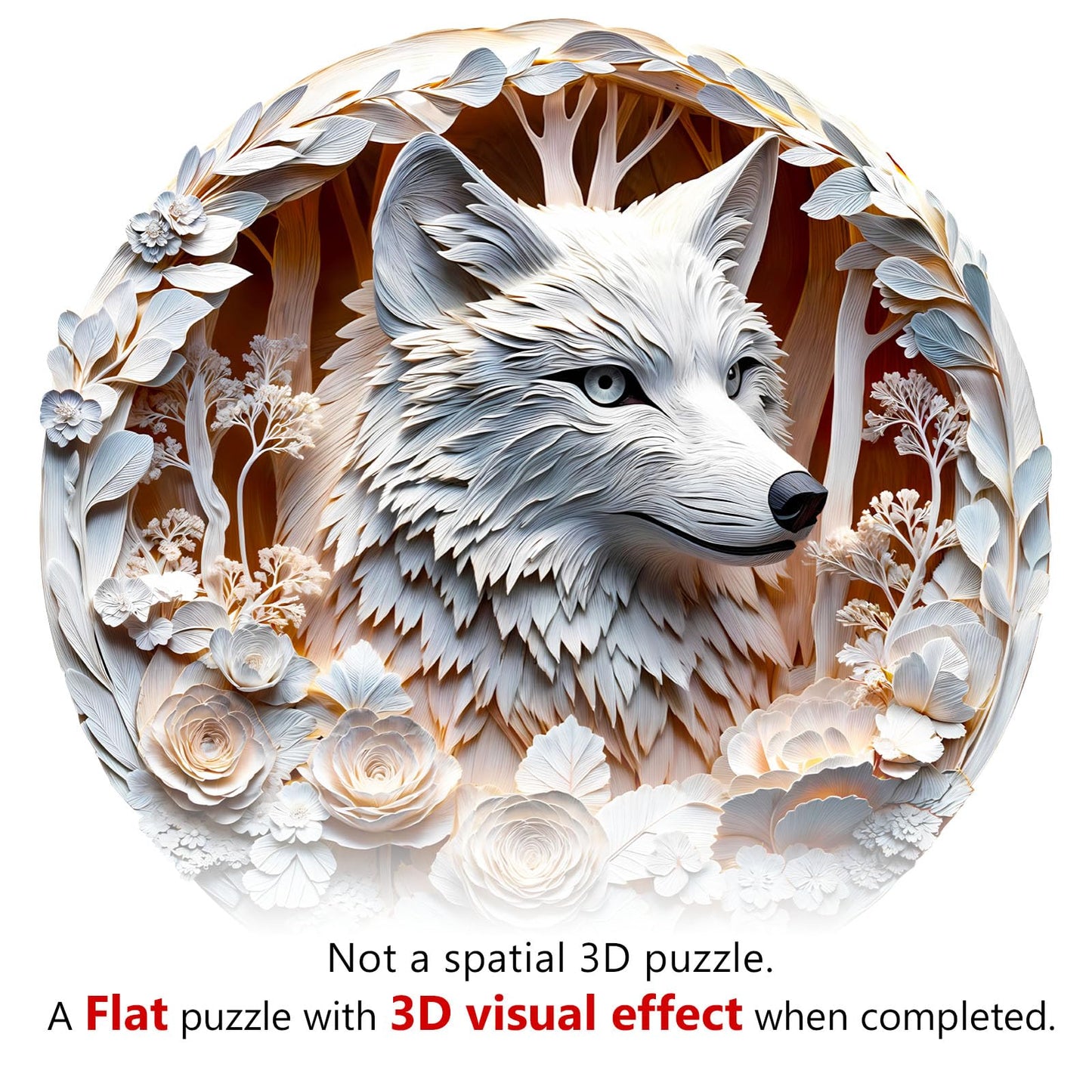 KAAYEE Wooden Puzzles for mature-themeds  3D Vision Effect Wolf Wooden Jigsaw Puzzles Unique Shape Advanced Wood Puzzle mature-themed  Flat Puzzle Birthday Fathers Family Game (L 13.4 * 13.4in 300pcs)