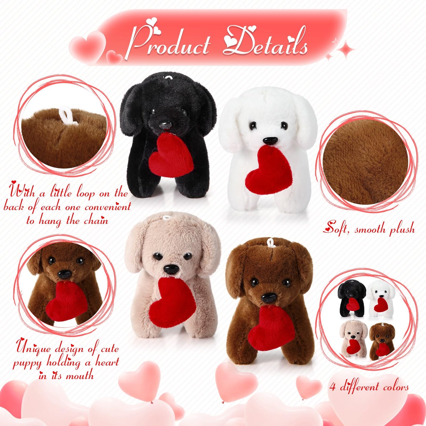Syhood 20 Pcs Mini Labrador Plush Dogs 4.72 Inches Puppy Dog With Filled Heart And Keychain Cute Stuffed Animal Soft Toy Party F