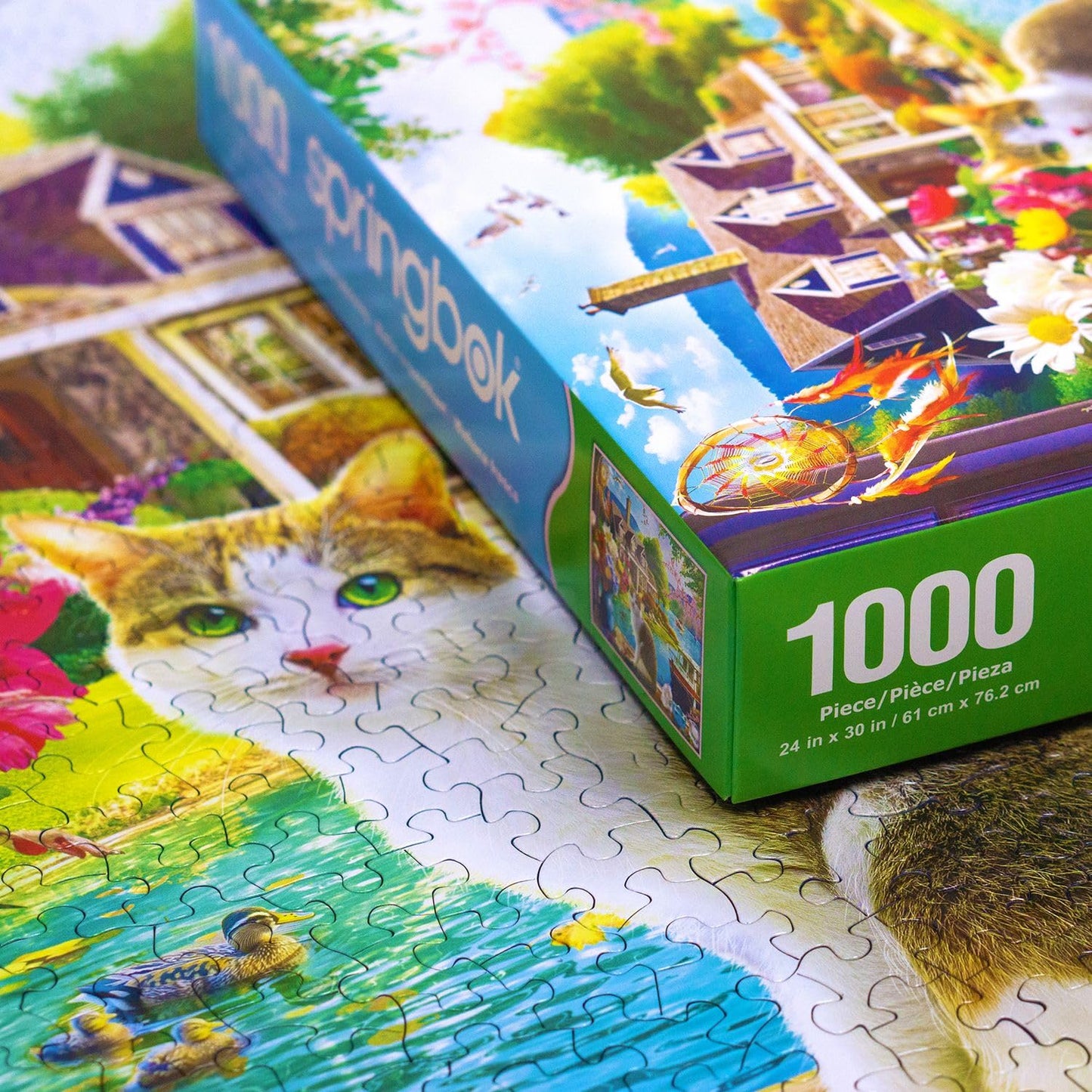 Springbok Crisp Morning 1000 Piece Jigsaw Puzzle For Adults And Families - Features A Cat Enjoying A Lakeside View - Finished Si