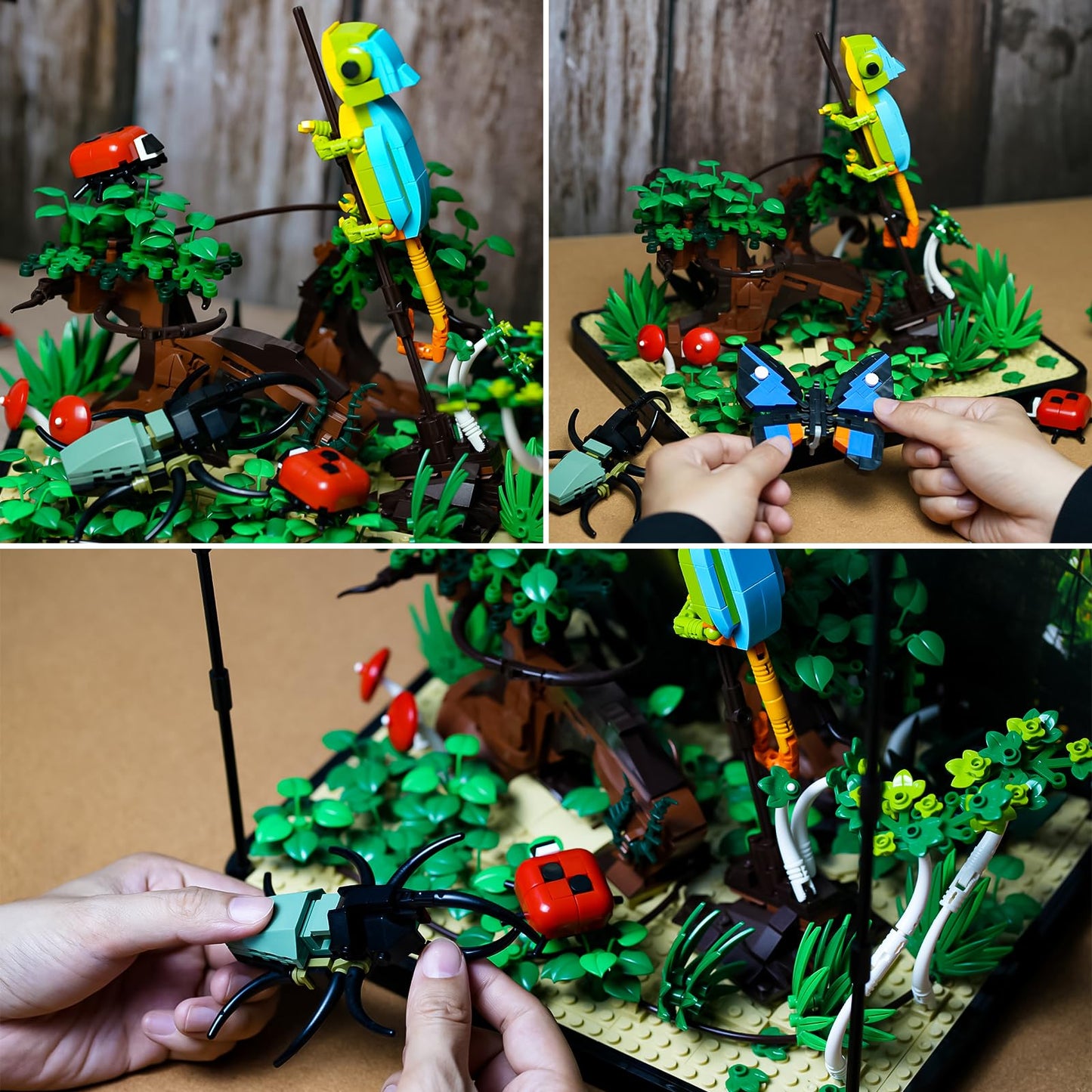 Flowers Insects Collection Building Set Compatible with Lego Sets for Adutls,Ideas Insects Terrarium Building kit,with Butterfly