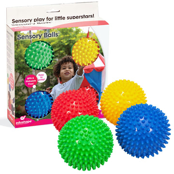 Edushape Sensory Balls For Baby - 4    Solid Color Baby Balls That Help Enhance Gross Motor Skills For Kids Aged 6 Months And Up