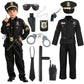 Spooktacular Creations Halloween Police Costume For Kids, Black Police Officer Costume For Boys, Toddler Cosplay Roleplay Themed Party (Medium (8-10 Yrs))