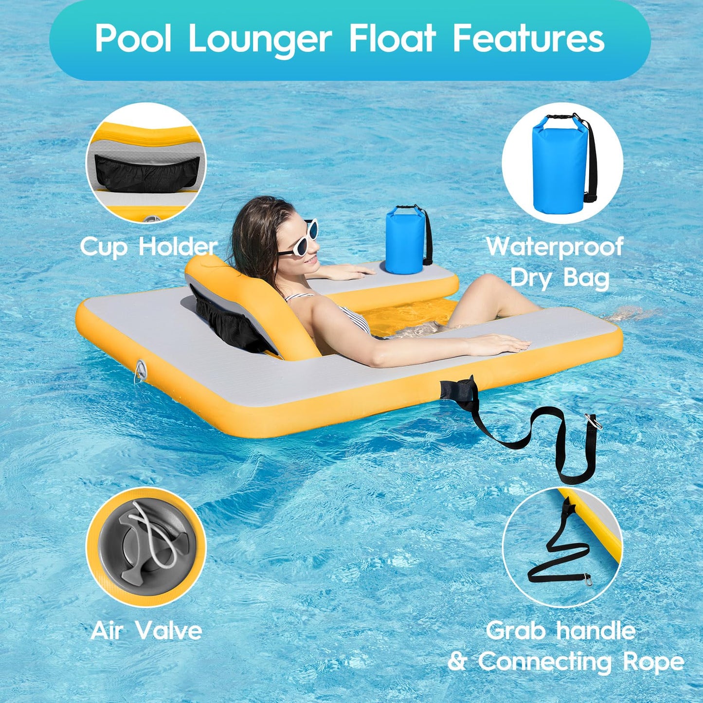 Calobana 2 Pack Inflatable Floating Chair Pool Floats Adult Pool Float Chair Pool Lounger Float With Armrest Backrest For Outdoo