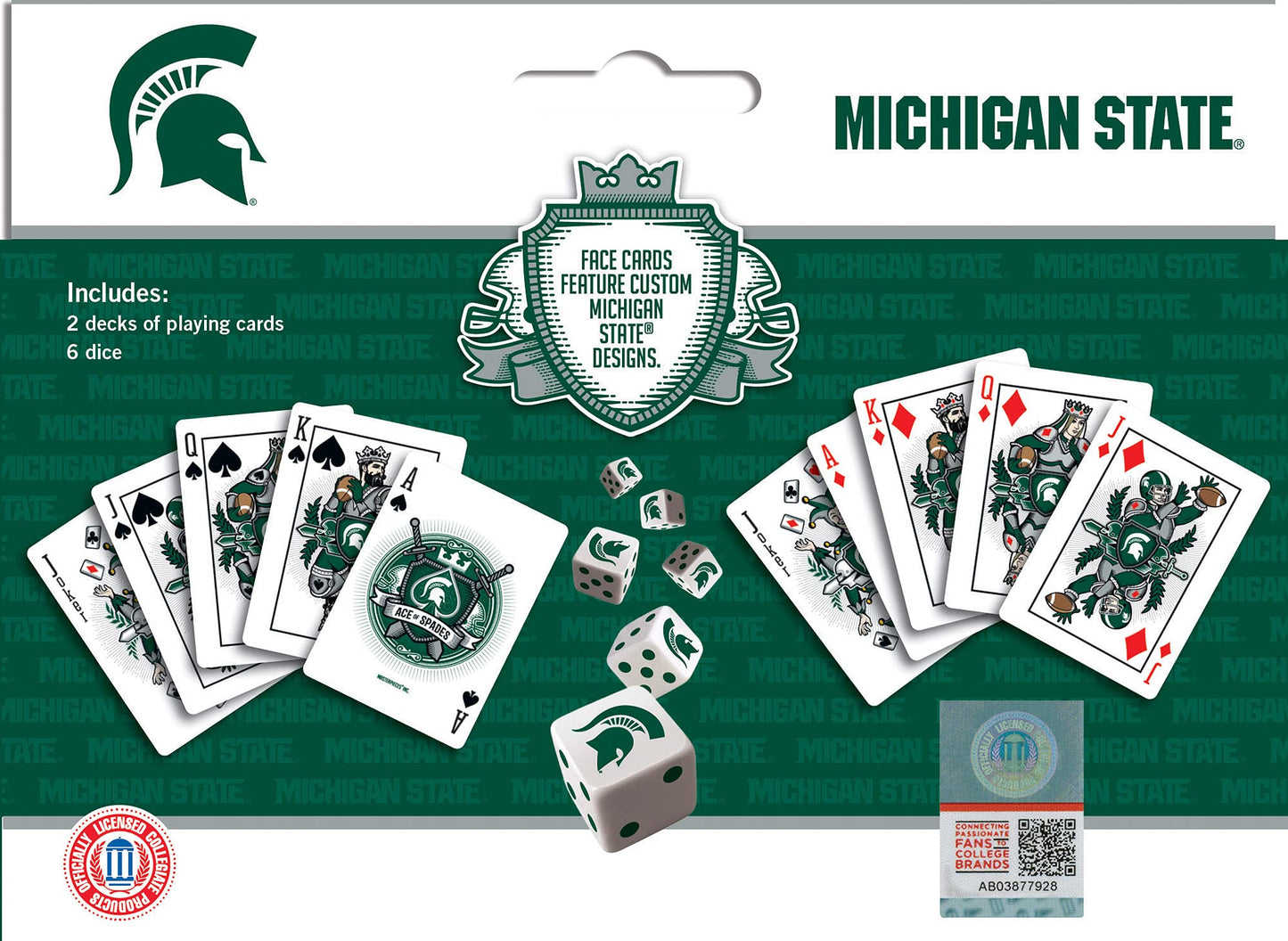 Masterpieces mature-themed Cards and Dice Set - NCAA Michigan State Spartans 2-Pack  Licensed